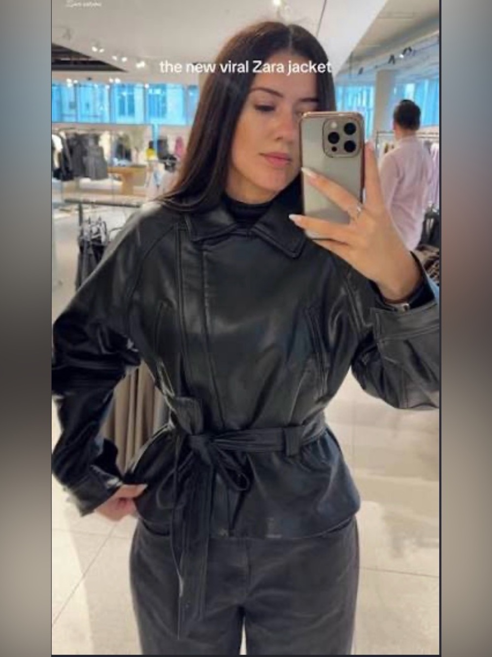 ๐ฅ๐ฅZara Black Faux Leather Belted Jacket